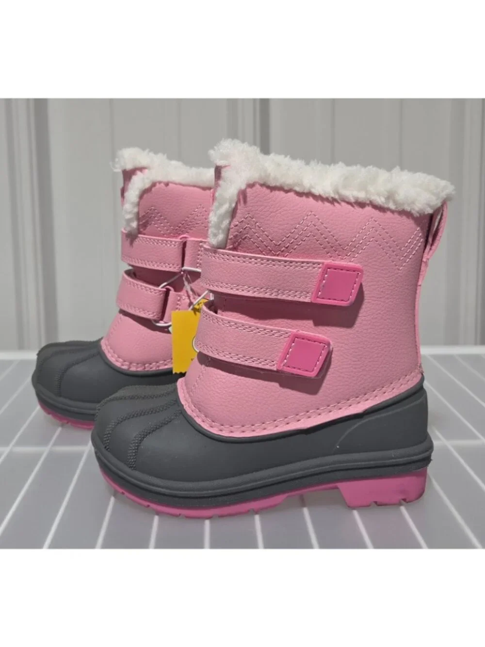Cat & Jack Denver Toddler Girls' Pink Dual Hook & Loop Strap Snow Boots